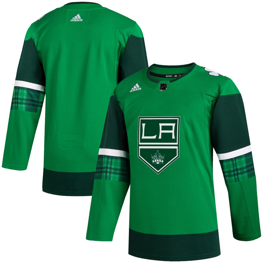 Cheap Los Angeles Kings Blank Men Adidas 2020 St. Patrick Day Stitched NHL Jersey Green